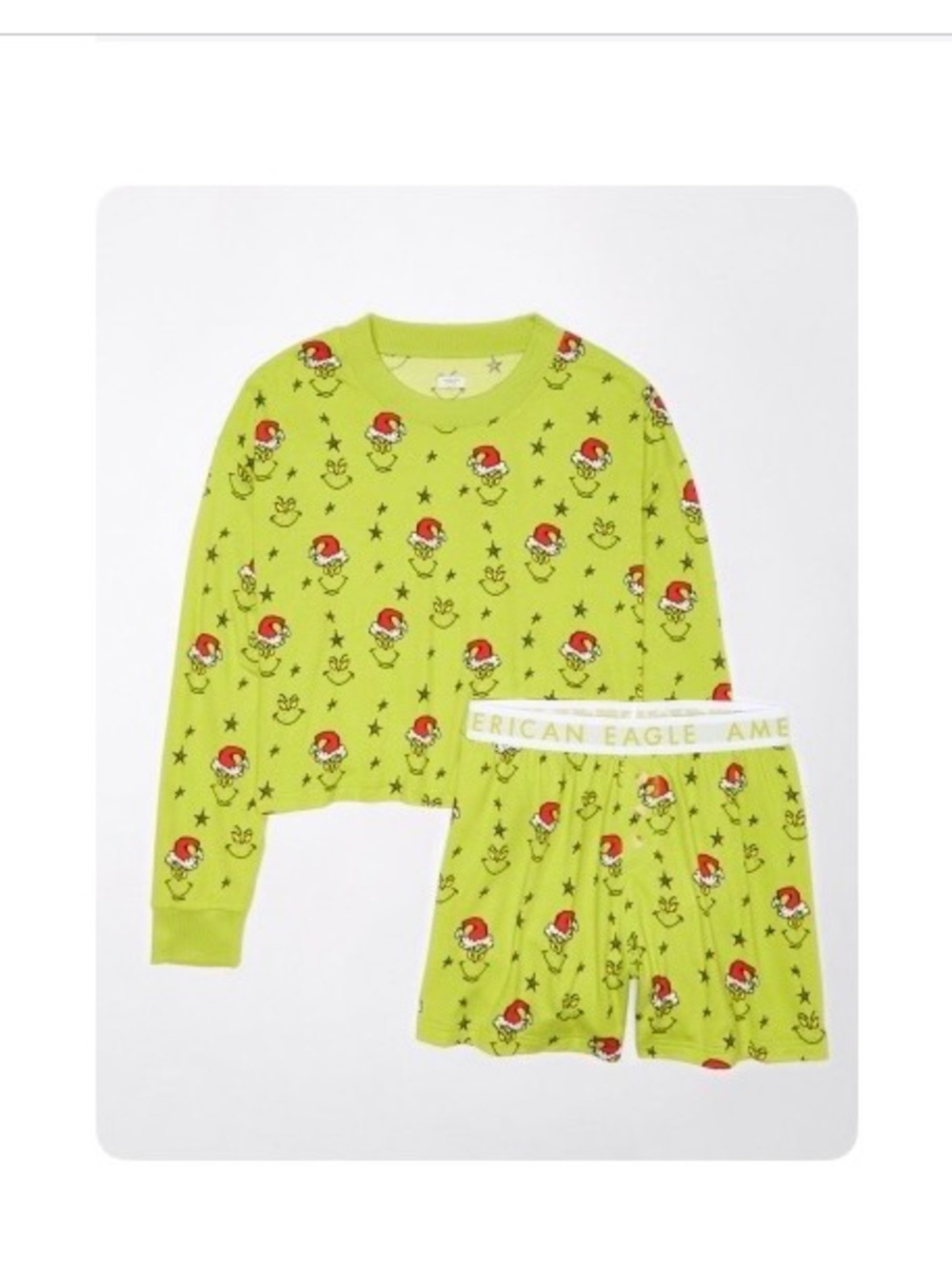 American Eagle Outfitters Women’s Grinch Plush Holiday Pajama Set - Medium